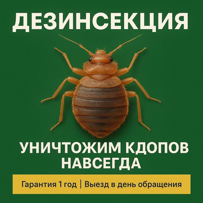 Уничтожение тараканов и клопов с гарантией.
Безопасно для людей