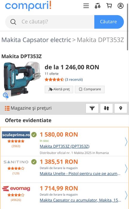 MDM vinde: Pistol de batut cuie fara cap Makita DPT353.