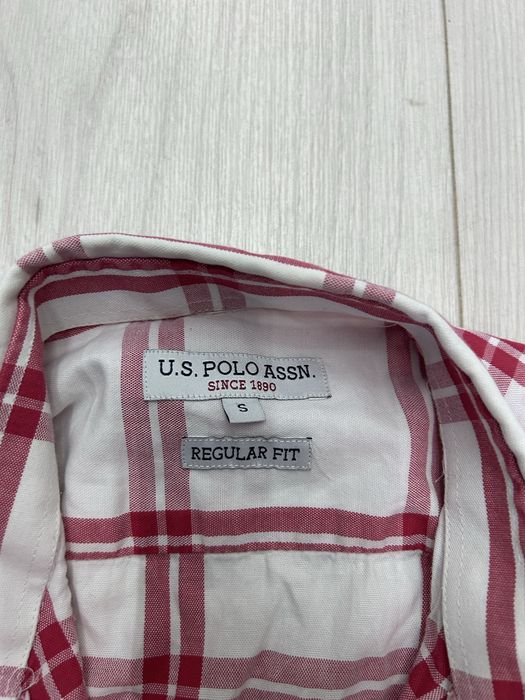 Cămașă Bărbați U.S. Polo Assn. Carouri Alb / Roșu - Mărimea S (Regular Fit)