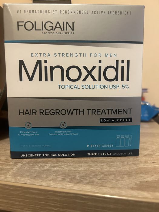 Minoxidil 5% FOLIGAIN - 3 doze (conținut scăzut de alcool)