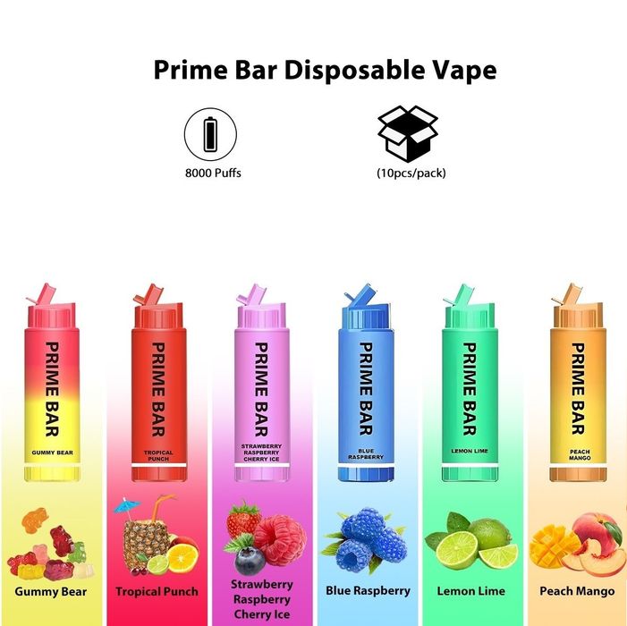 Pachet 10 Bucati Vape 8000 Puffs Prime Bar Iluminat Reincarcabil