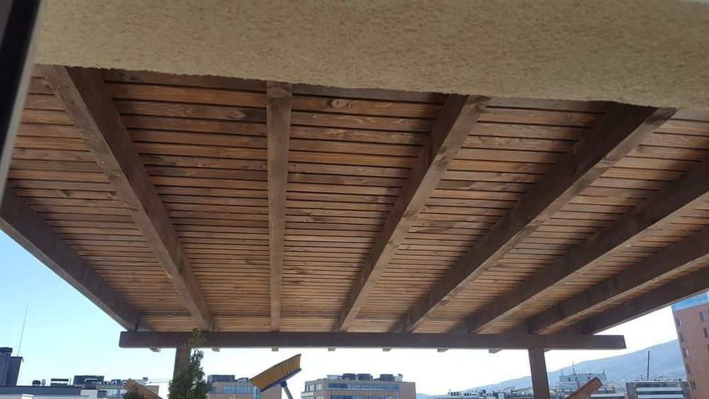 Дървени навеси Дървени тераси Дървена беседка Козирка Гаражи