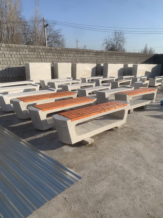 Скамейка из ДПК мраморная бетонная. Mramor skameka beton DPK