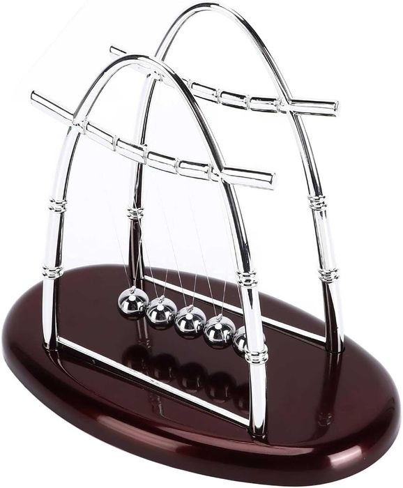 Pendulul lui Newton 5 bile, cadou original pentru birou, 23 x 14 cm