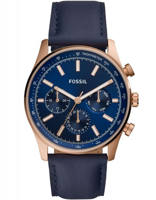 Ceas Fossil Sullivan gmt calendar. Aur roz