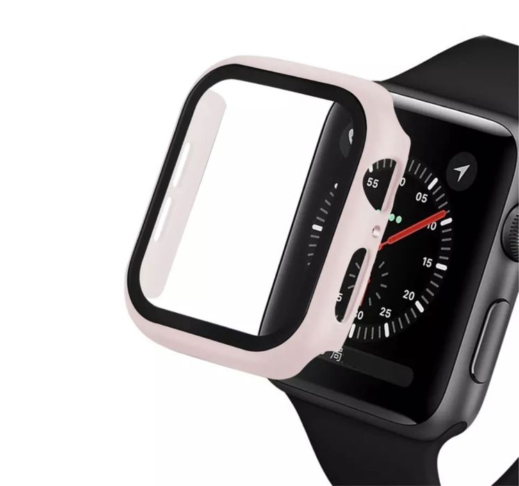Husa / Carcasa Margine Silicon Geam Plastic Pentru Ceas Apple Watch