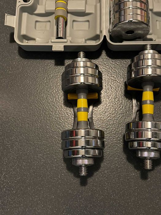 Set gantere KK-9163, greutate totala 40 kg pentru fitness, din otel