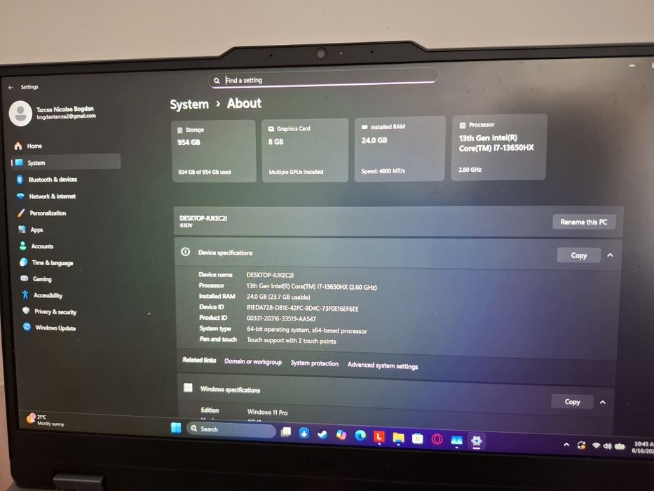 Laptop gaming Lenovo LOQ 15IRX9 | i7-13650HX | RTX 4060 | 24GB DDR5