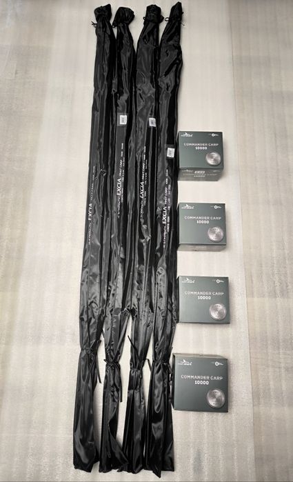 SET 4 Lansete FL EXCIA 3.90m 3.5lbs 2seg +  4 Mulinete Eastshark 10000