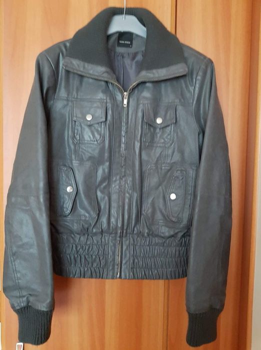 Geacă de piele,Mar.M,culoare gri