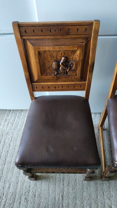 Scaune vintage lemn masiv lucrate manual