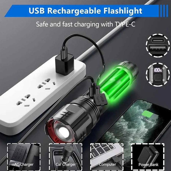 Чисто нови 2 не. Фенер daphomeu LED Super Bright, 500 000 лумена...