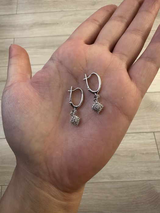 Сережки белое золото