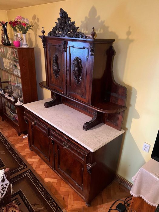 Mobilier monumental de epocă austro-ungar | cca. 1880–1905 | lemn masiv, marmură originală | piesă de colecție