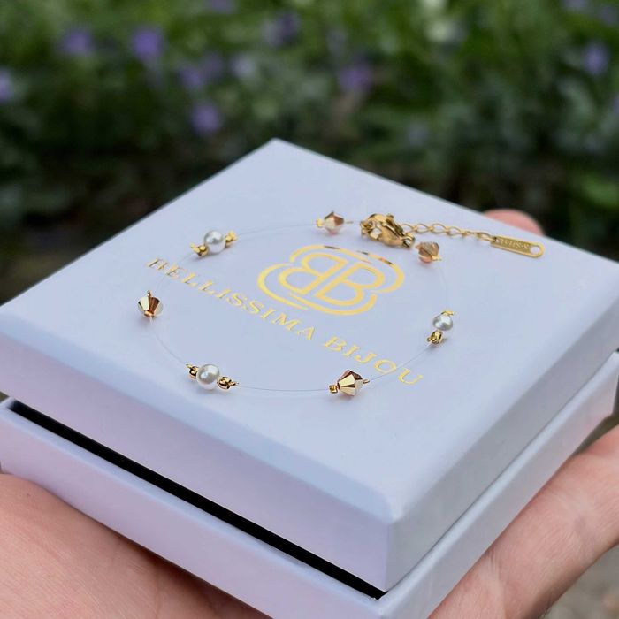 Дамски Комплект Гривна и Колие с Кристали и Перли Сваровски/Swarovski