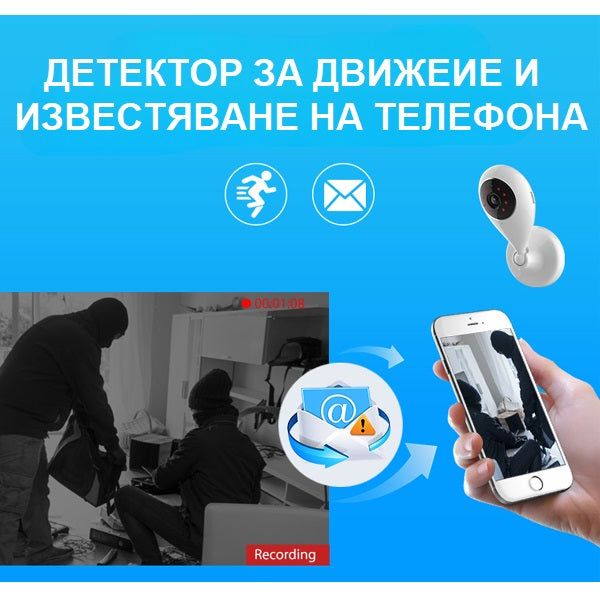 WIFI/IP охранителна камера HD 720P, нощно виждане и детектор  /SMK005/