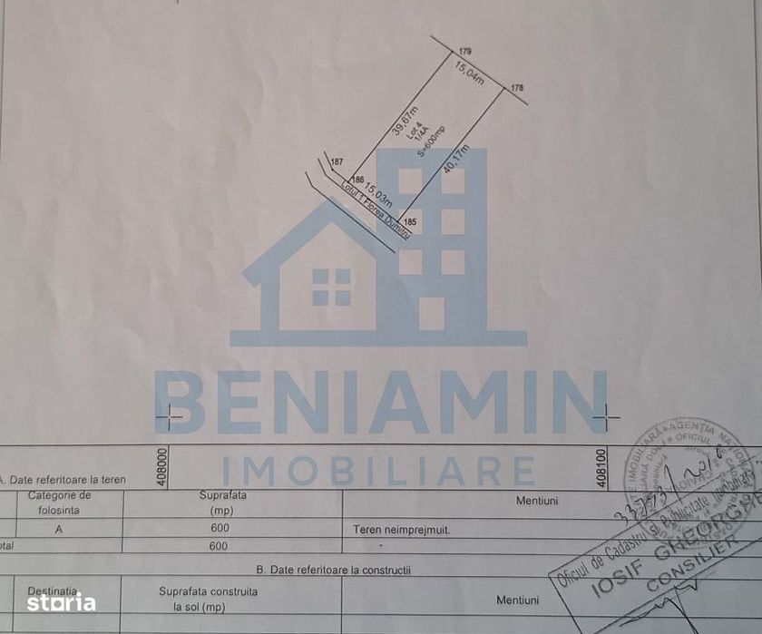 Teren intravilan - 600mp - posibilitate exindere - Selgros