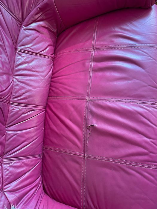 Дивани от естествена кожа 2бр. в цвят вишна/бургунди