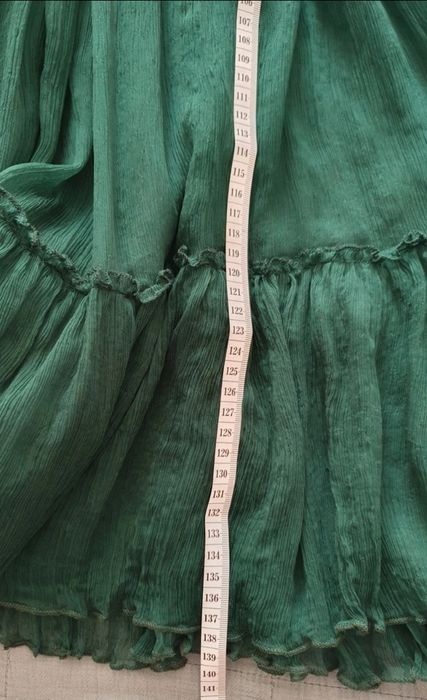 Rochie verde pin din mătase naturală