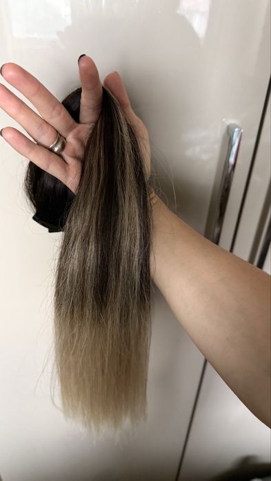 Естествена коса 55 см 180 гр омбре