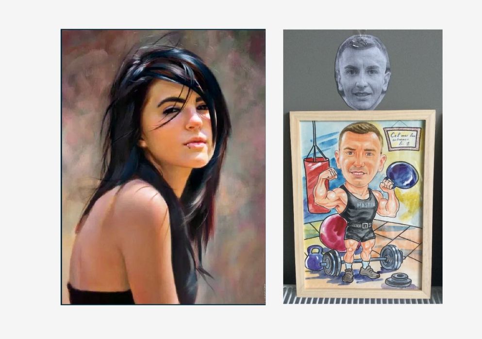 Portret pictat,la comanda caricaturi,tablou pictat