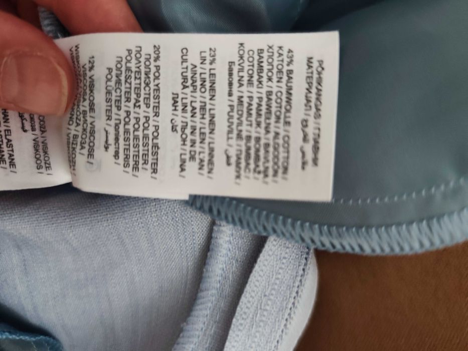 Pantaloni subțiri de vara,bumbac și vâscoză,bleu,noi,fara eticheta.Masura 38.
