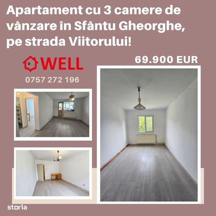 Apartament cu 3 camere de vânzare pe strada Viitorului!