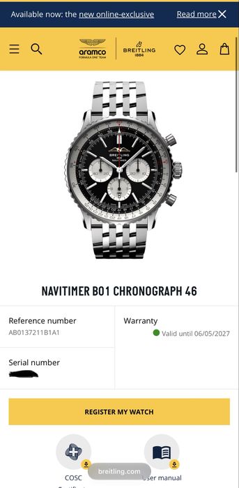 Breitling Navitimer B01 Chronograph 46 гаранция