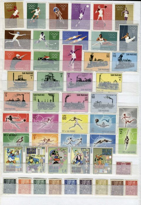 Албум SG A4 с 450 чисти марки (MNH) Сан Марино, Люксембург, Лихтенщайн