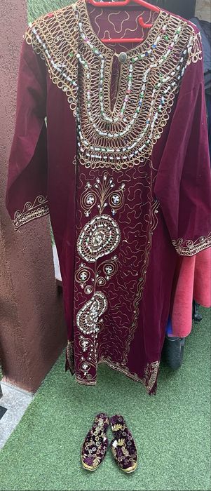 Rochie kaftan/vascoza/broderie cu maneci lungi