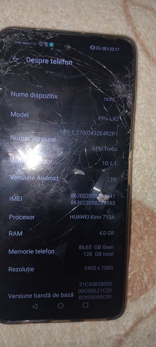 Vând Huawei Model PPA- LX2 4,0GB 128 GB total