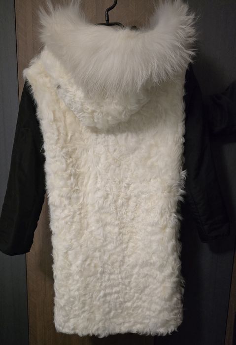 парка с естествена кожа астрагон