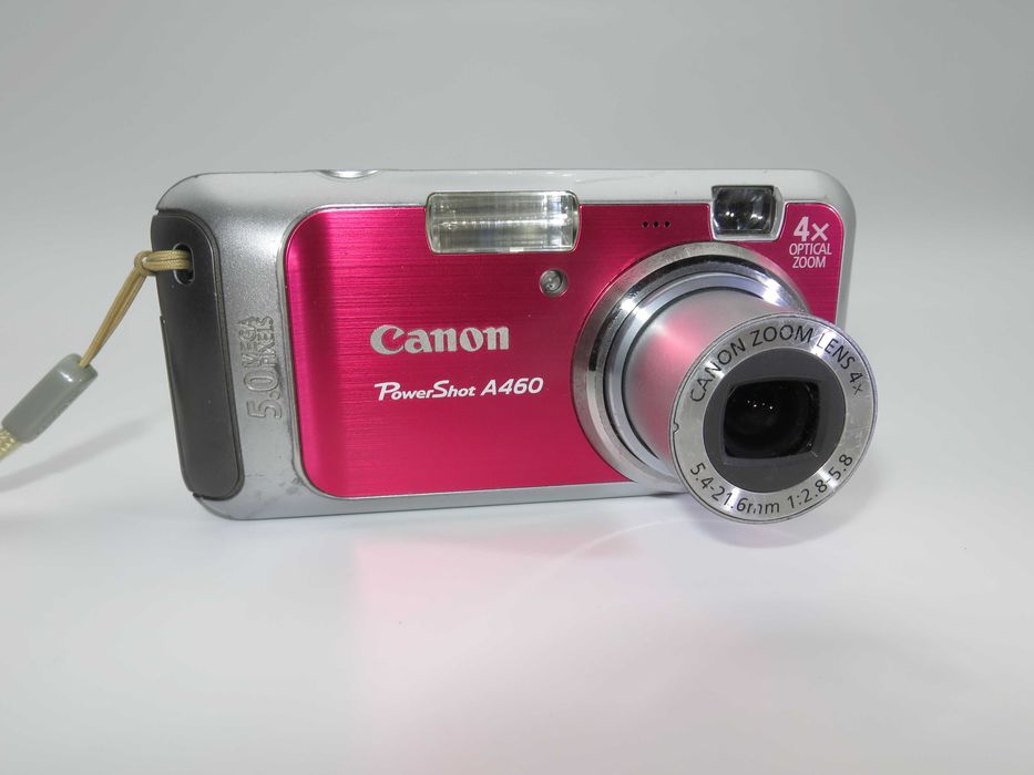 Canon A460 розова дигитална камера, компактен цифров фотоапарат, комплект с карта памет, работи отлично