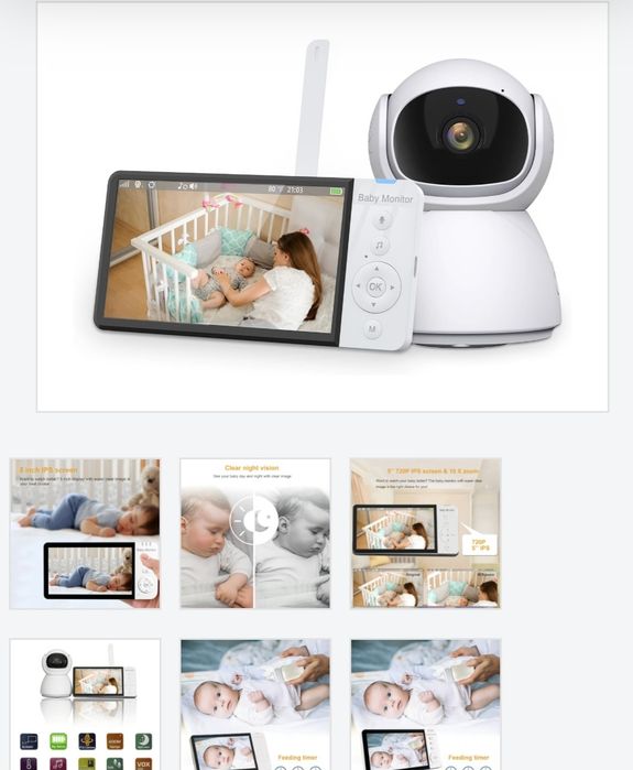 Baby Monitor Digital si Camera Audio-Video Wireless Pentru Supraveghere Bebe, LikeSmart BabyChill, Ecran HD XXL 5″ Inch LCD, VOX,, Cantece de Leagan