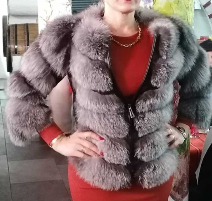 Blana naturala de vulpe argintie