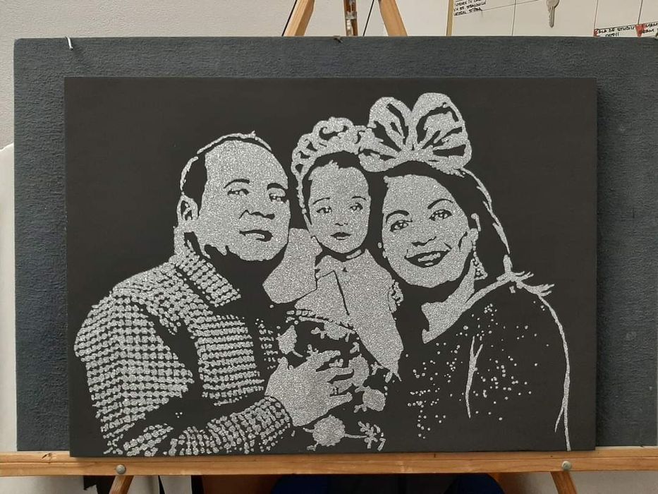 Tablou portret in sclipici