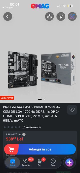 kit placa de baza b760 m-a ddr5+carcasa alphagear+cooler procesor