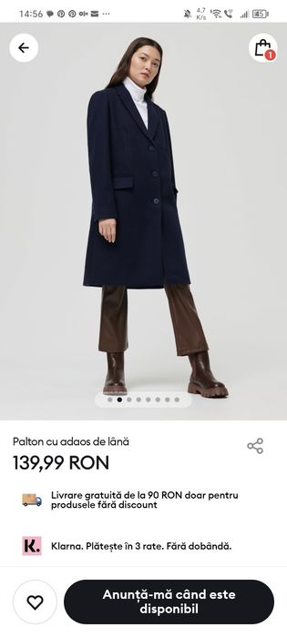 Palton cu adaos de lână
