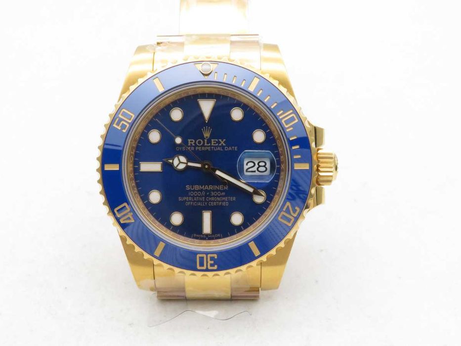 Rolex Submariner 116618LB – жълто злато, син циферблат, керамичен безел – реални снимки