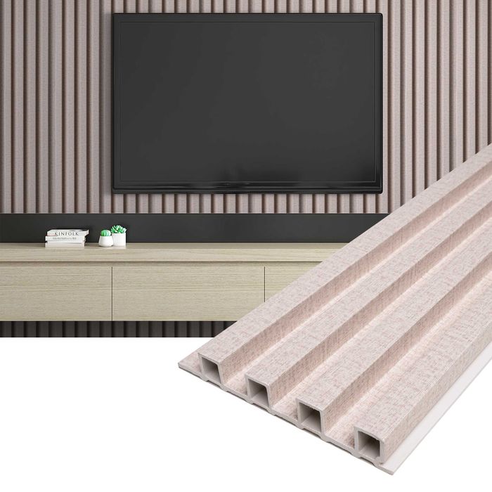 Декоративен PVC Панел – цвят екрю – 16 х 2.4 х 266 см