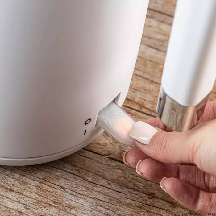 Fierbator electric, fabricat din otel inoxidabil, baza rotativa, alb,