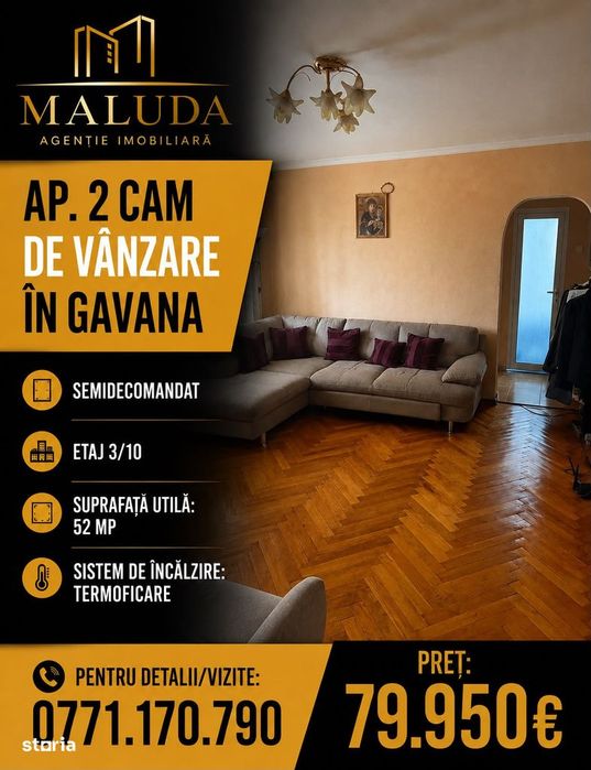 Apartament 2 camere de vanzare in Gavana!