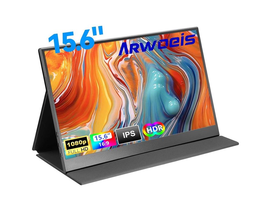 ARWOEIS 15.6 100% sRGB HDR FHD IPS Преносим Монитор 1080P USB-C HDMI за Лаптоп, Raspberry, PS4, PS5 XBOX