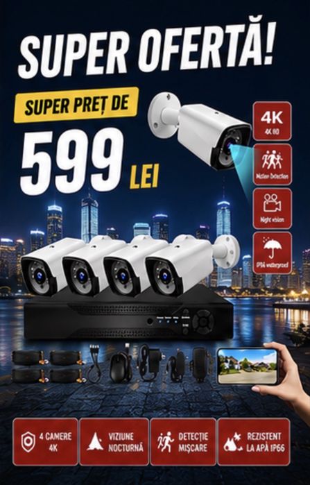 Vindem si Montam Camere Supraveghere Video KIT Complet 4/8/12 CAMERE .Garantie 3 ani !!