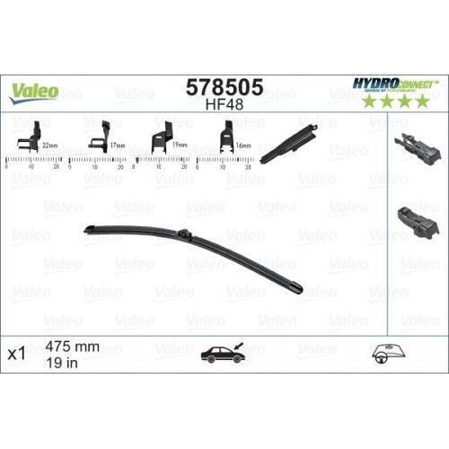 Lamela stergator 475mm/19in Audi, BMW, Fiat Talento, Ford, Infiniti, Mercedes, Mini, Nissan, Opel Vivaro, Renault, Seat Ibiza/Cordoba, Skoda, VW,