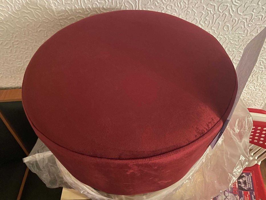 Taburet rosu / bordo / bordeaux auriu