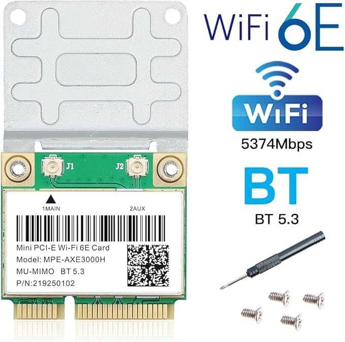 Placă Wireless Wi-Fi 6E - Intel AX210 interfață Half Mini PCIe Tri-Band 2,4/5/6 GHz Bluetooth 5.3 viteză 5,4 Gbps - NOU