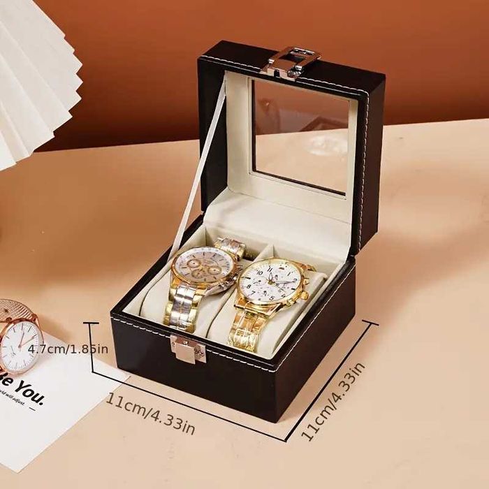 Луксозна кожена кутия за съхранение на часовници в различни размери