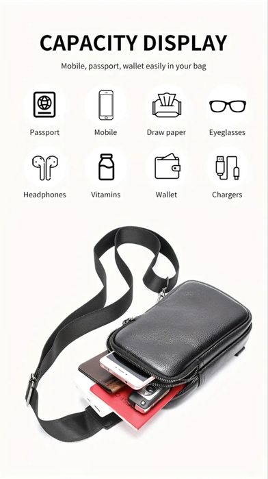 Мъжка елегантна и компактна дисплей чантичка /Премиум естествена кожа!