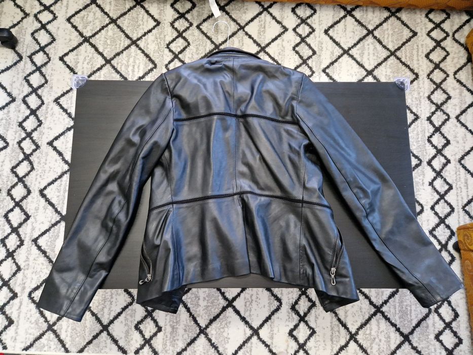 Geaca primavara-vara de piele naturala moderna cambrata